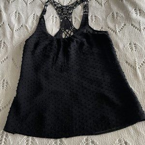 BEBE racer tank, black, crochet size XS, great for summer or a beach vacation!